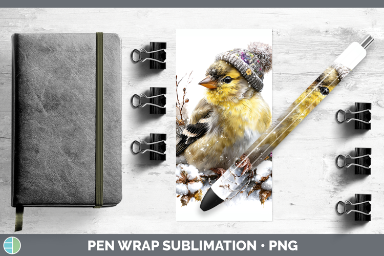 Goldfinch Birds 01 Winter Knit Hat Pen Wrap Sublimation Desi