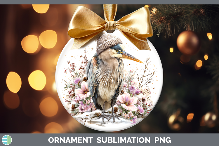 Great Blue Heron Birds 01 Winter Knit Hat Ornament Sublimati