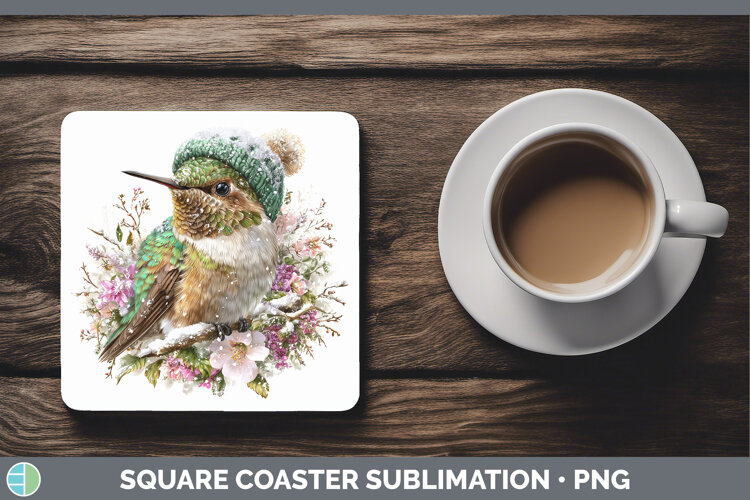 GorgeousBirds 01 Winter Knit Hat Square Coaster design.