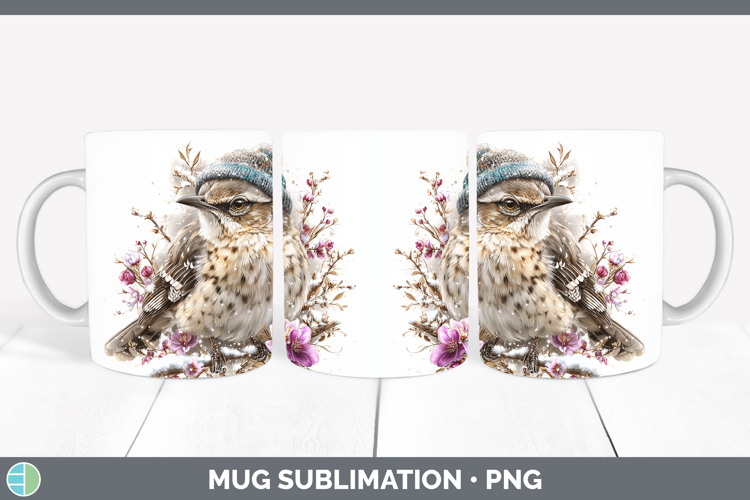 Mockingbird Birds 01 Winter Knit Hat Mug Wrap Sublimation De
