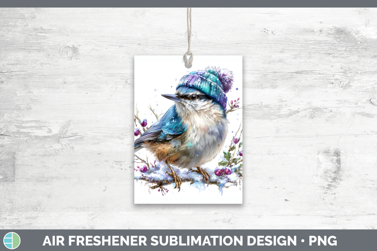 Nuthatch Birds 01 Winter Knit Hat Air Freshener Sublimation