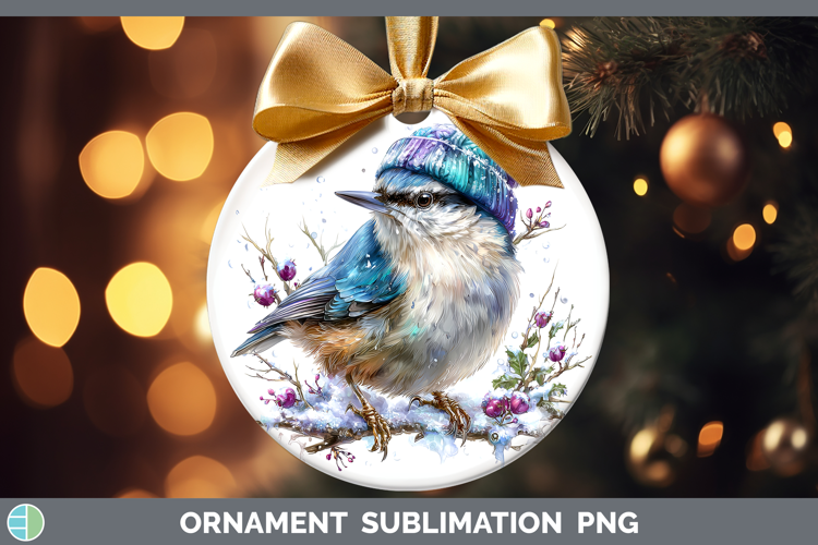 Nuthatch Birds 01 Winter Knit Hat Ornament Sublimation Desig
