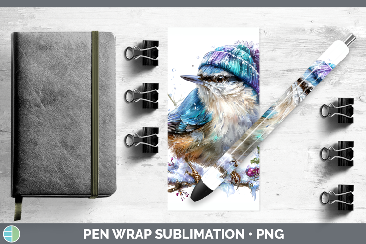 Nuthatch Birds 01 Winter Knit Hat Pen Wrap Sublimation Desig