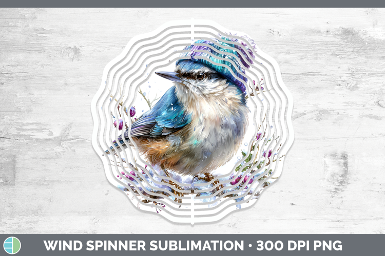 Nuthatch Birds 01 Winter Knit Hat Wind Spinner Sublimation D