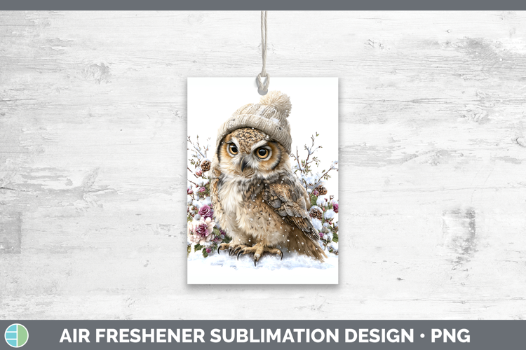 Owl Birds 01 Winter Knit Hat Air Freshener Sublimation Desig