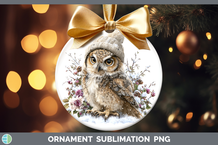 Owl Birds 01 Winter Knit Hat Ornament Sublimation Design