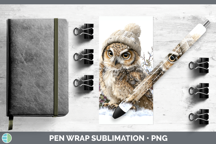 Owl Birds 01 Winter Knit Hat Pen Wrap Sublimation Design