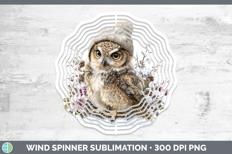 Owl Birds 01 Winter Knit Hat Wind Spinner Sublimation Design