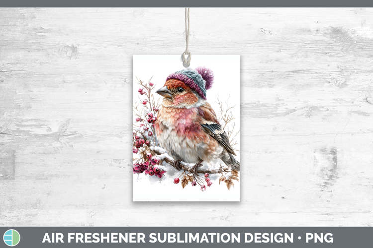 Pine Grosbeak Birds 01 Winter Knit Hat Air Freshener Sublima