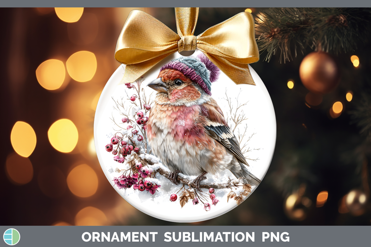 Pine Grosbeak Birds 01 Winter Knit Hat Ornament Sublimation