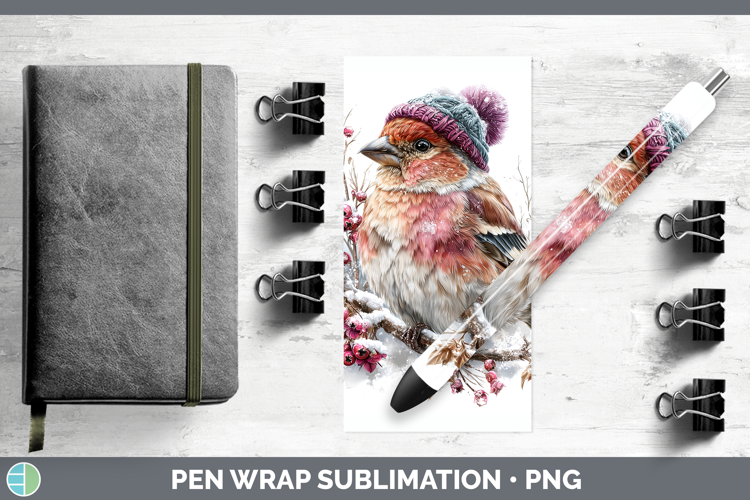 Pine Grosbeak Birds 01 Winter Knit Hat Pen Wrap Sublimation