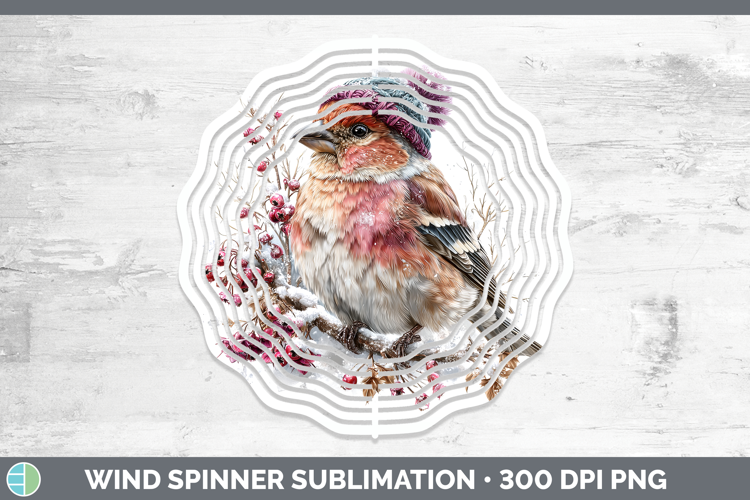 Pine Grosbeak Birds 01 Winter Knit Hat Wind Spinner Sublimat