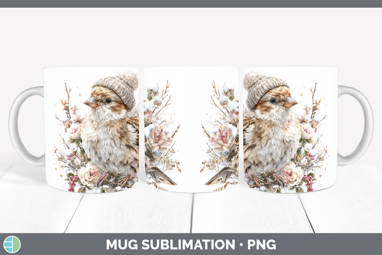 Snow Bunting Birds 01 Winter Knit Hat Mug Wrap Sublimation D