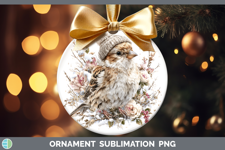 Snow Bunting Birds 01 Winter Knit Hat Ornament Sublimation D