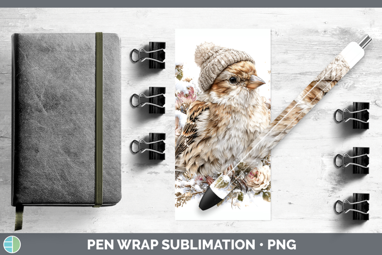 Snow Bunting Birds 01 Winter Knit Hat Pen Wrap Sublimation D