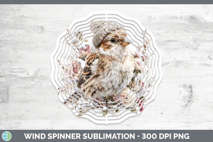 Snow Bunting Birds 01 Winter Knit Hat Wind Spinner Sublimati