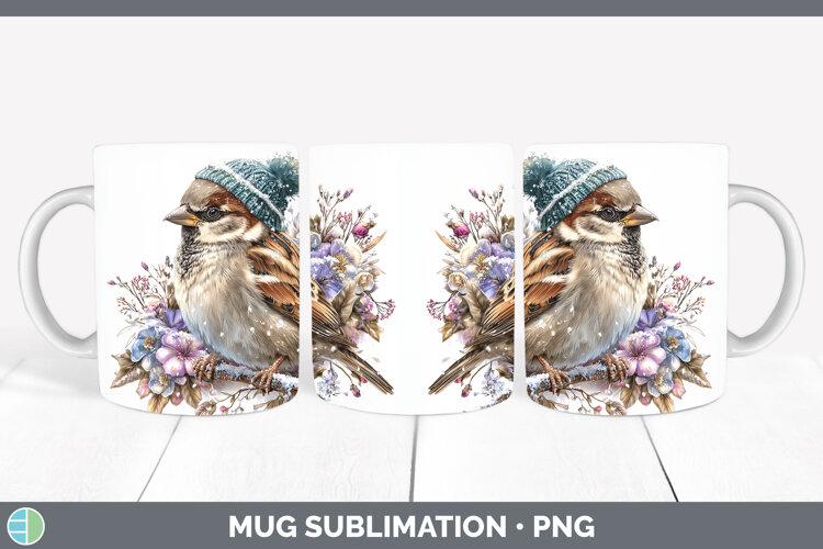 GorgeousBirds 01 Winter Knit Hat Mug Wrap design.