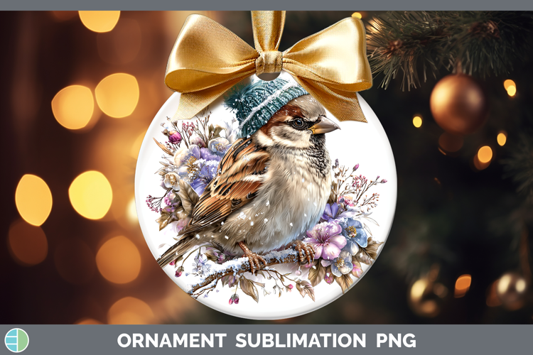 Sparrow Birds 01 Winter Knit Hat Ornament Sublimation Design