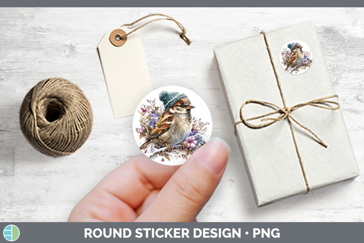 Sparrow Birds 01 Winter Knit Hat Stickers Design