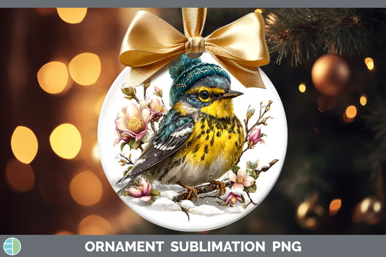 Warbler Birds 01 Winter Knit Hat Ornament Sublimation Design