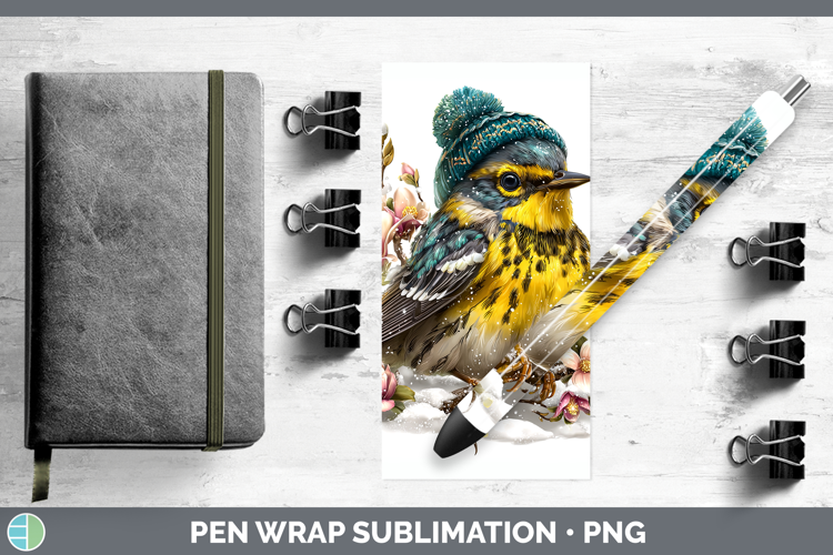 Warbler Birds 01 Winter Knit Hat Pen Wrap Sublimation Design