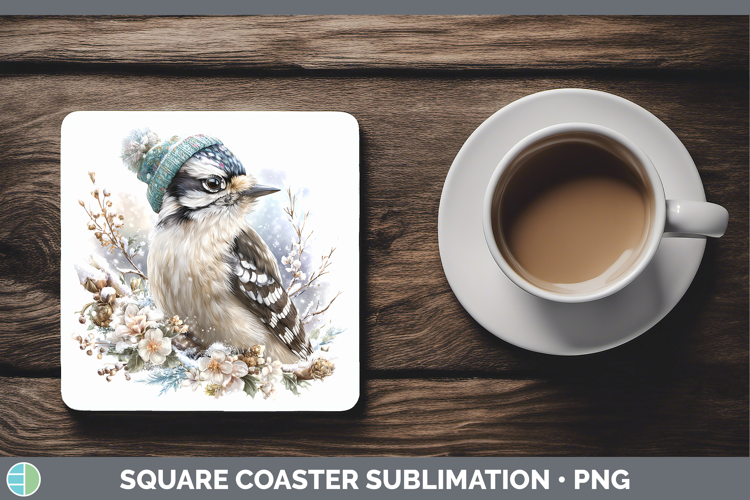Woodpecker Birds 01 Winter Knit Hat Square Coaster Sublimati