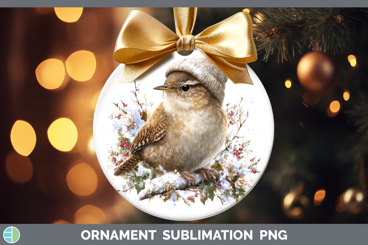 Wren Birds 01 Winter Knit Hat Ornament Sublimation Design