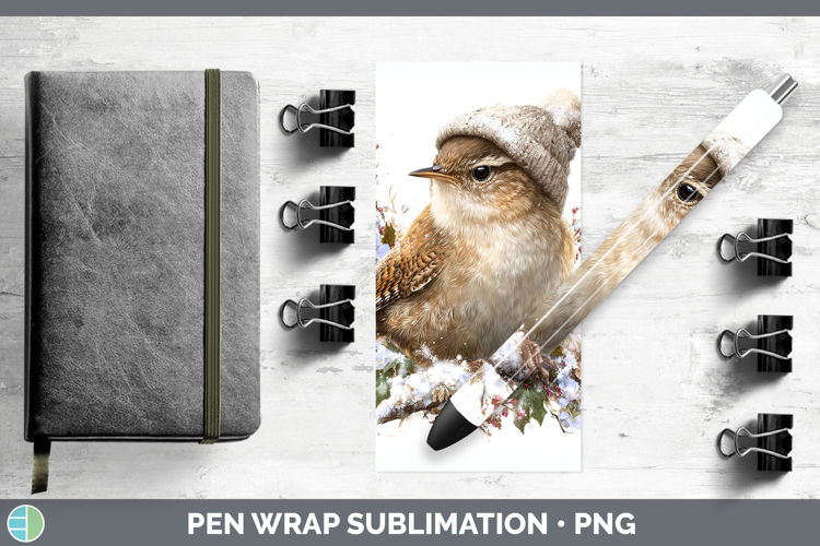 Wren Birds 01 Winter Knit Hat Pen Wrap Sublimation Design