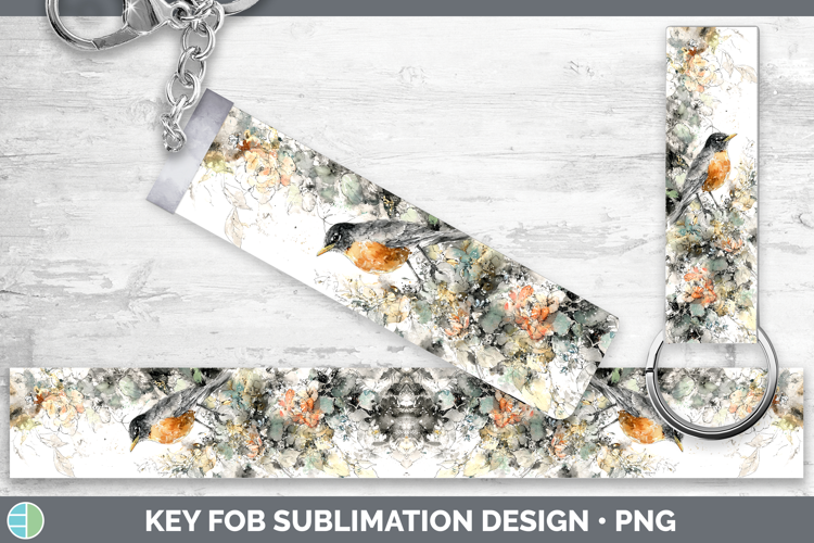 American Robin Birds 02 Sketch Key Fob Sublimation Design