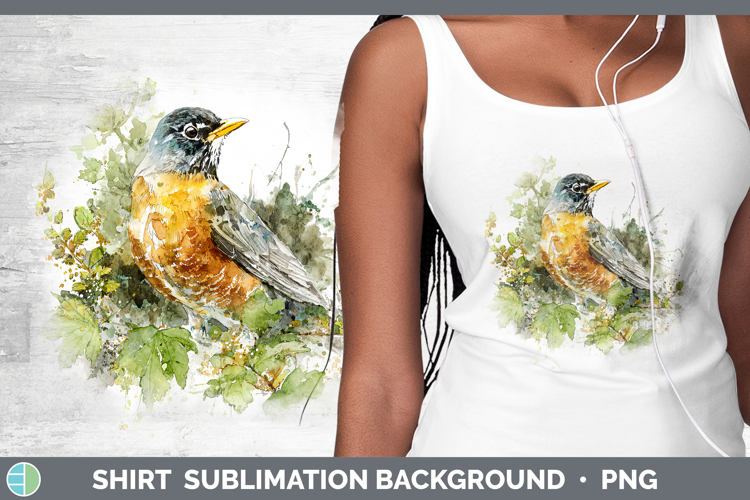 American Robin Birds 02 Sketch Shirt Sublimation Design