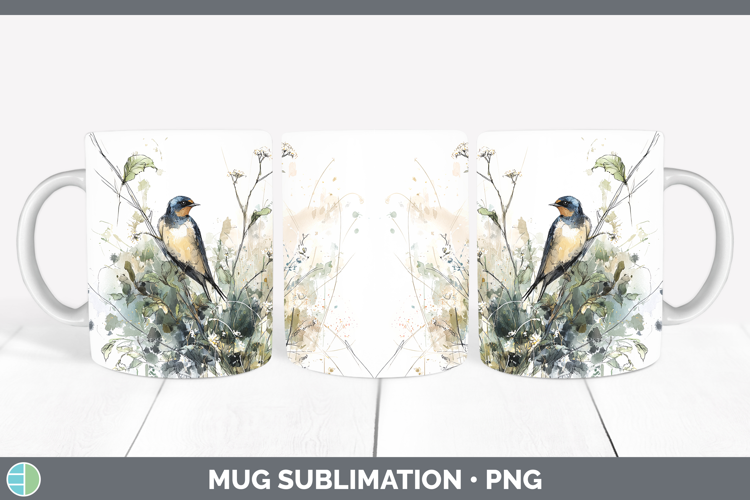 Barn Swallow Birds 02 Sketch Mug Wrap Sublimation Design