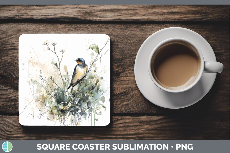 Barn Swallow Birds 02 Sketch Square Coaster Sublimation Desi
