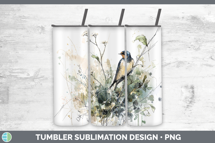 Barn Swallow Birds 02 Sketch Tumbler Sublimation Design