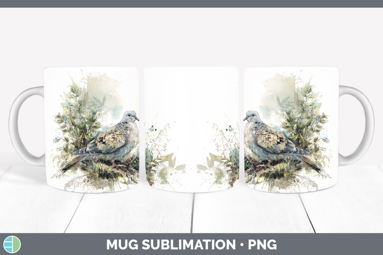 Dove Birds 02 Sketch Mug Wrap Sublimation Design