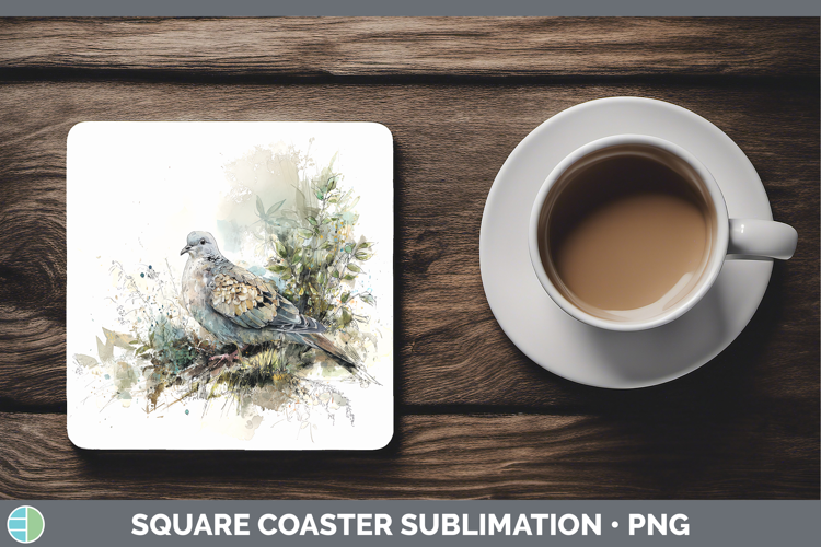 Dove Birds 02 Sketch Square Coaster Sublimation Design