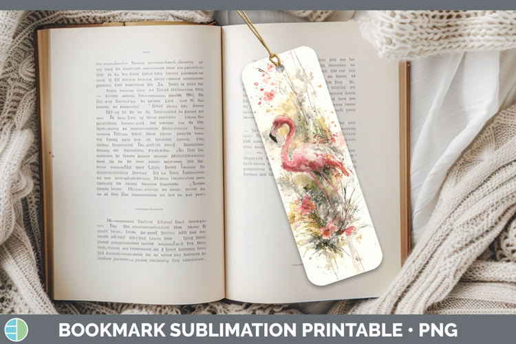 Flamingo Birds 02 Sketch Bookmark Sublimation Design