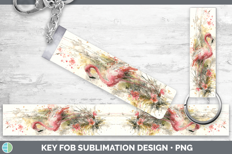 Flamingo Birds 02 Sketch Key Fob Sublimation Design