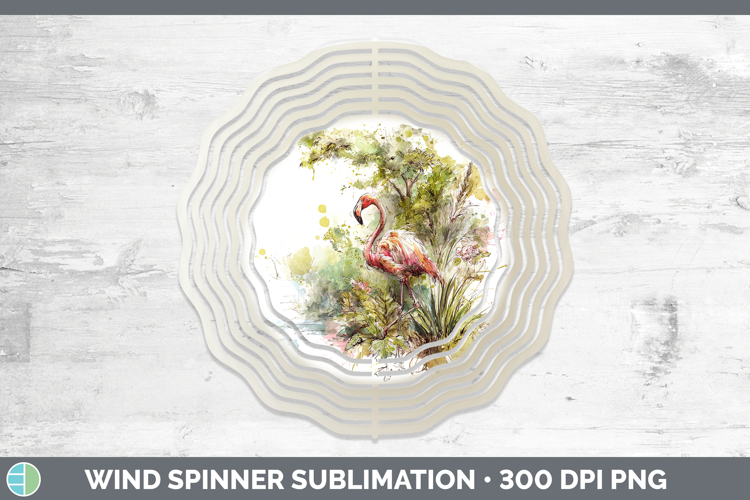 Flamingo Birds 02 Sketch Wind Spinner Sublimation Design