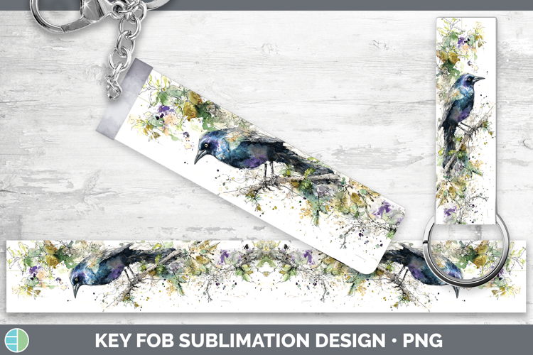 Grackle Birds 02 Sketch Key Fob Sublimation Design