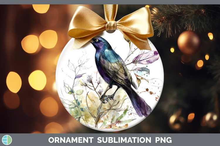 Grackle Birds 02 Sketch Ornament Sublimation Design