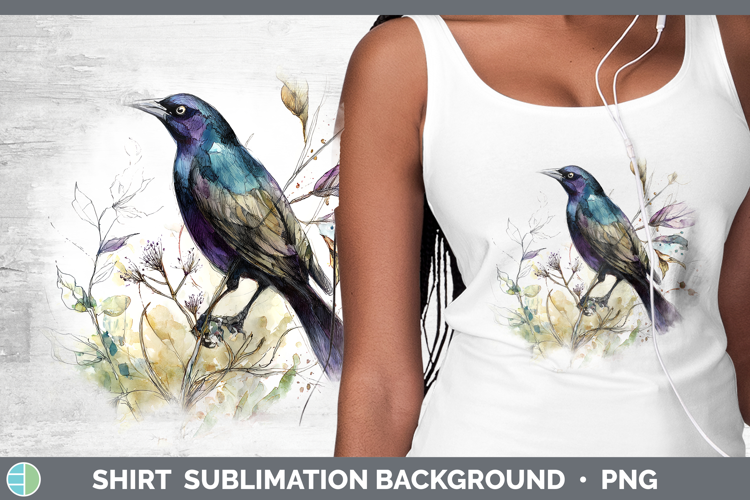 Grackle Birds 02 Sketch Shirt Sublimation Design