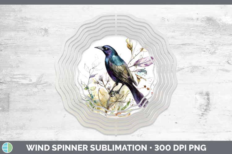 Grackle Birds 02 Sketch Wind Spinner Sublimation Design