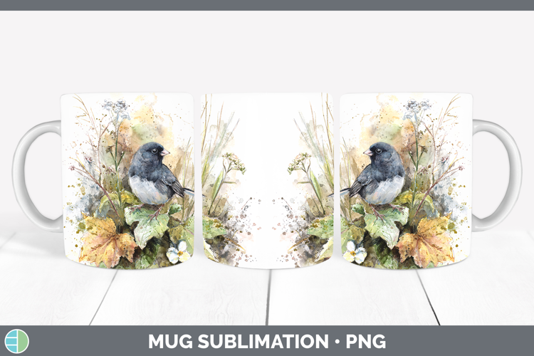 Junco Birds 02 Sketch Mug Wrap Sublimation Design