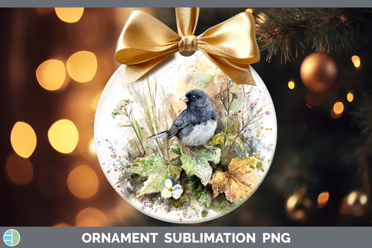 Junco Birds 02 Sketch Ornament Sublimation Design