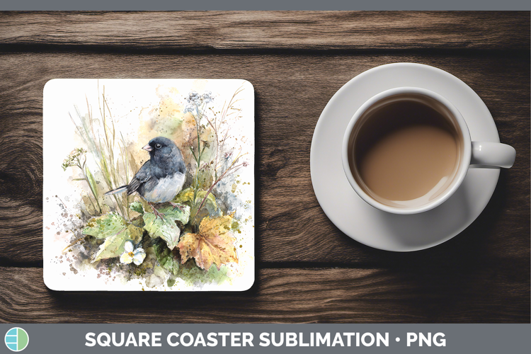 Junco Birds 02 Sketch Square Coaster Sublimation Design