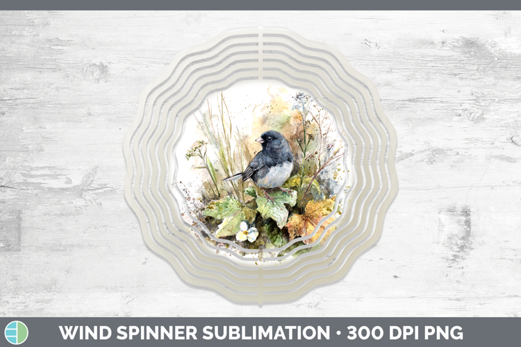 Junco Birds 02 Sketch Wind Spinner Sublimation Design