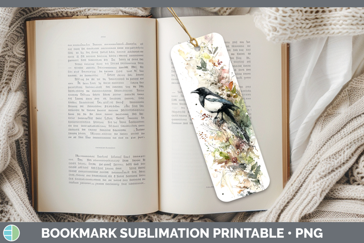 Magpie Birds 02 Sketch Bookmark Sublimation Design