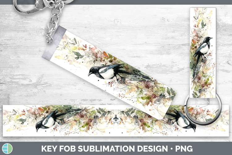 Magpie Birds 02 Sketch Key Fob Sublimation Design