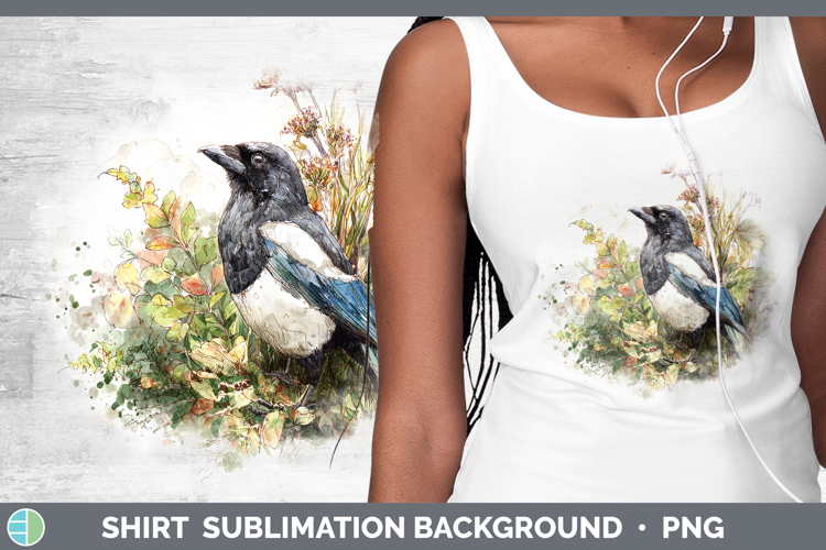 Magpie Birds 02 Sketch Shirt Sublimation Design