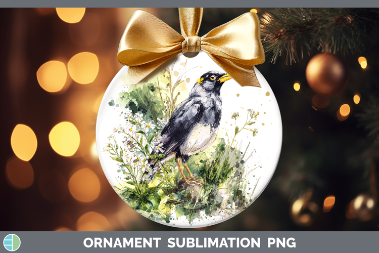 Myna Birds 02 Sketch Ornament Sublimation Design